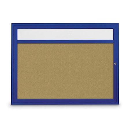 United Visual Products Slim Enclosed Corkboard, 30"x36", Satin Alum Frame/Buff UVEB3036-SATIN-BUFF
